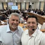 Jeff & Stuart posing for a selfie during a break in a camp education lecture in Uzbekistan